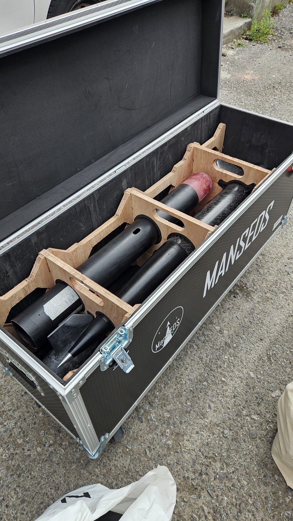 ManSEDS rocket components arranged in a protective case